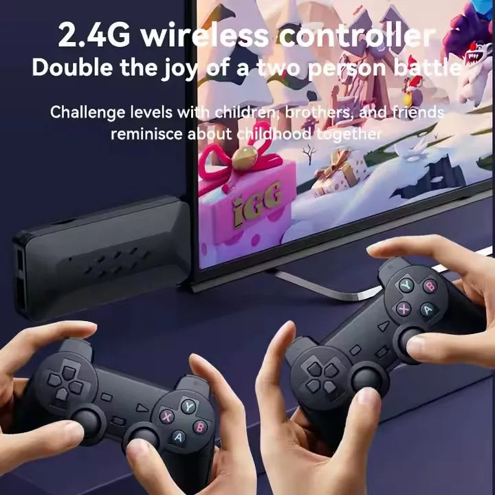 M33 Game stick 4k,3D Games And Plug and Play Video Game Stick Built in 64gb 33,000 Games, 45 Classic Emulators, 4K High Definition HDMI Output for TV with Dual 2.4G Wireless Controllers