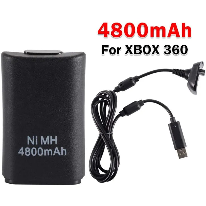 2 in 1 Charger Cable + Rechargeable Battery Pack for Xbox 360 Wireless Controller