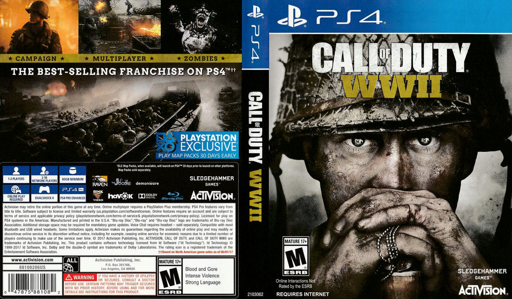 PLAYSTATION 4 DVD CALL OF DUTY WORLD WAR 2 PS4 GAME